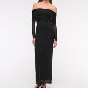 Off-The-Shoulder Rhinestone Maxi Dress Abercrombie